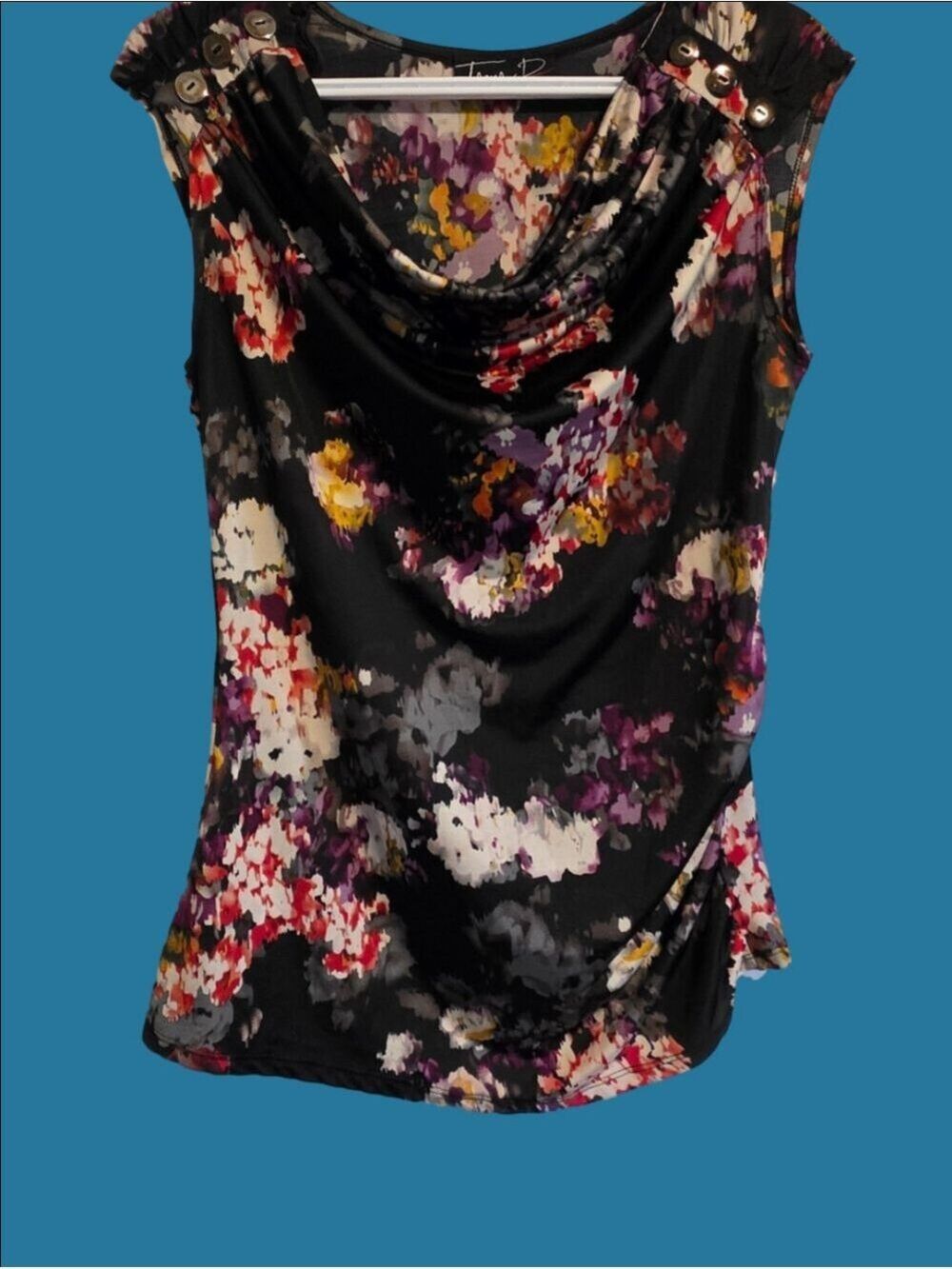 4/$25 Deal! Tania D Floral Drape Neck Top